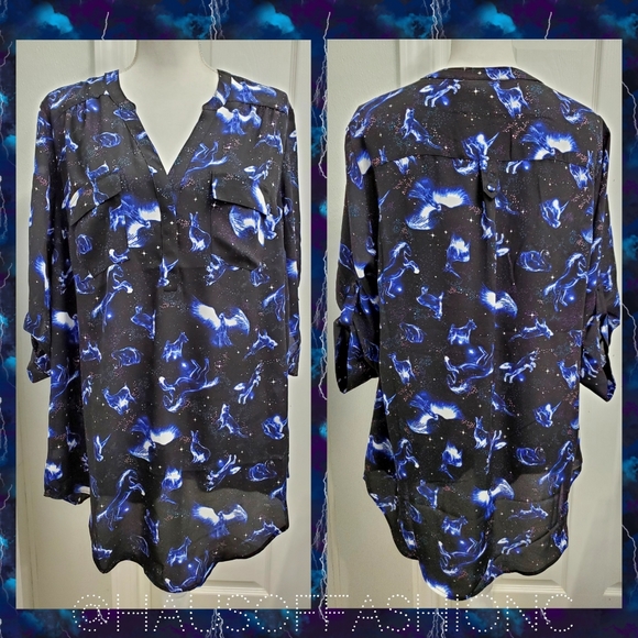 TORRID HARRY POTTER Patronus Black Georgette Top! NWT! - Picture 3 of 7